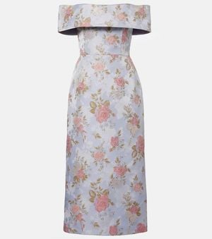 Markarian Gloria Floral Lame Brocade Corset Dress - Metallic