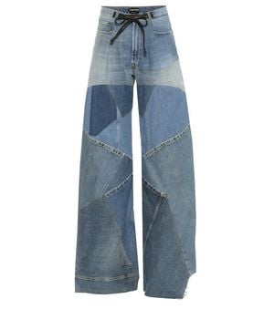 Tom Ford Patchwork High-Rise Wide-Leg Jeans - Blue