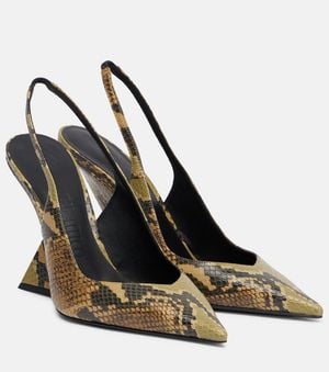 The Attico Cheope 105 Leather Slingback Mules - Brown