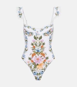 FARM Rio Sweet Bloom Ruffled Swimsuit - White