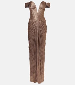 Maria Lucia Hohan Robe Longue Tia En Soie - Marron