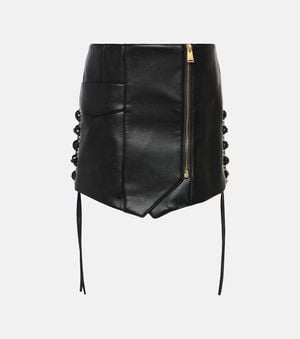 Jonathan Simkhai Rider Lace-up Leather-blend Mini Skirt - Black