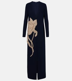Costarellos Jennis Embellished Crepe Maxi Dress - Blue