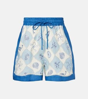 ALÉMAIS Pia Printed High-Rise Shorts - Blue