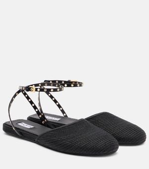 Alaïa Leather-Trimmed Slingback Flats - Black