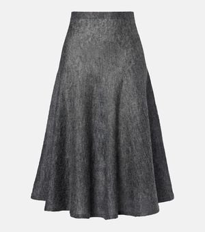 Alaïa Low-Rise Knitted Mohair-Wool Circle Midi Skirt - Grey