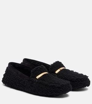 Tod's Mokassins Gommino Aus Teddyfleece - Schwarz