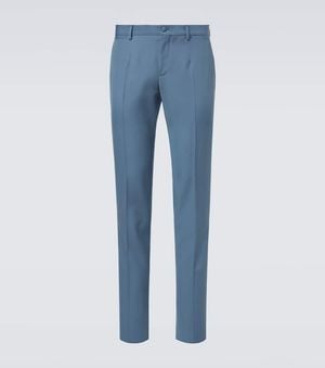 Dolce & Gabbana Virgin Wool Straight Pants - Blue