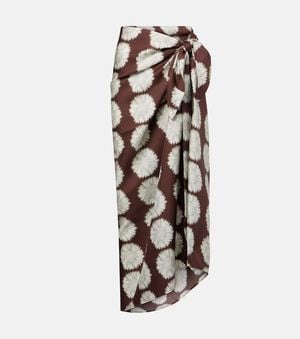 Asceno Pareo De Seda Estampado - Blanco