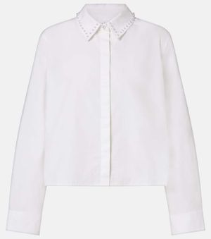Velvet Jocelyn Beaded Cotton Poplin Shirt - White