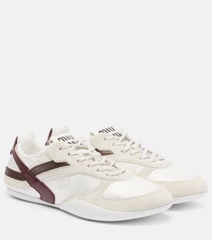 Miu Miu Gymnasium Suede-Trimmed Sneakers - White