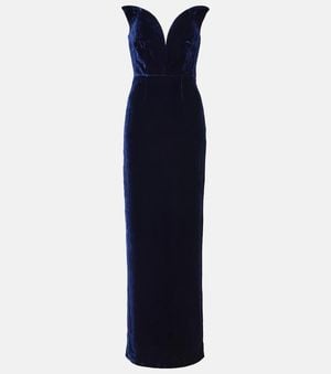 Roland Mouret Strapless Velvet Gown - Blue