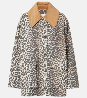 Ganni Jacket With Animal Print - Black