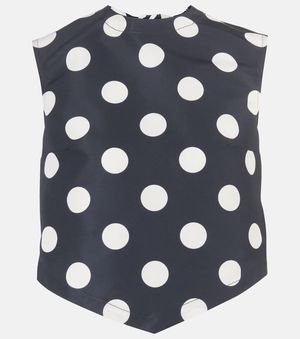 Patou Polka-Dot Open-Back Faille Crop Top - Blue