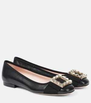 Roger Vivier Bailarinas Tres Vivier De Piel Adornadas - Negro