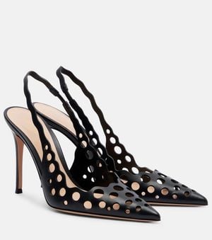 Gianvito Rossi 95 Leather Slingback Pumps - Black