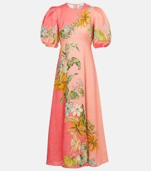 ALÉMAIS Anika Floral Linen Maxi Dress - Orange