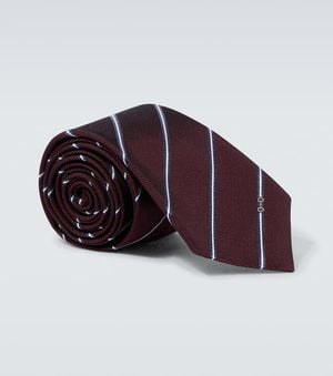 Gucci Horsebit Striped Silk Twill Jacquard Tie - Red