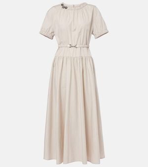 Max Mara Terry Cotton Poplin Midi Dress - Natural