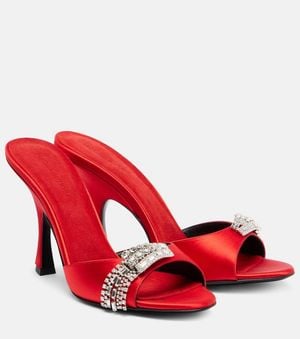 Magda Butrym Pantoletten Aus Satin Mit Kristallen - Rot