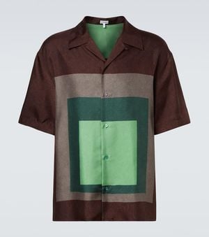 Loewe Colorblocked Silk Bowling Shirt - Green