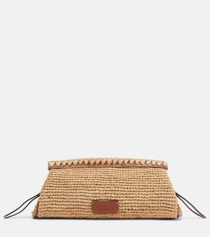 STAUD Clutch Maude De Rafia Con Piel - Neutro