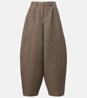 Magda Butrym Wool Barrel-Leg Trousers - Natural