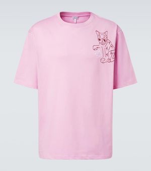 Loewe X Louis Wain Embroidered Cotton Jersey T-Shirt - Pink