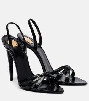 Saint Laurent Sandalias Kate 110 De Piel Grabada - Negro