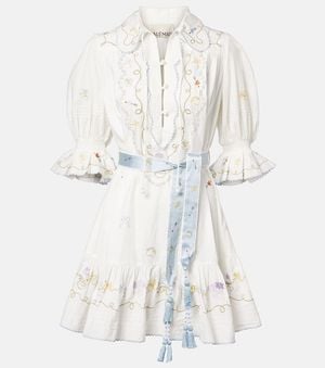 ALÉMAIS Vestido Corto Giulia De Algodon Bordado - Blanco