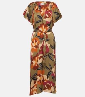 Velvet Robe Midi Francie Imprimee En Satin - Multicolore