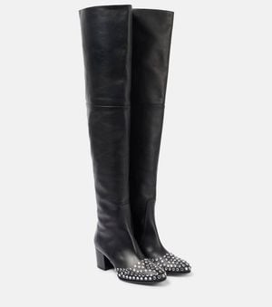 Alaïa 60 Studded Leather Over-The-Knee Boots - Black