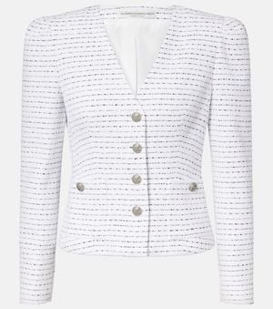 Alessandra Rich Veste Rayee En Tweed - Blanc