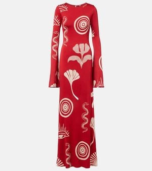Cala De La Cruz Amay Printed Jersey Maxi Dress - Red