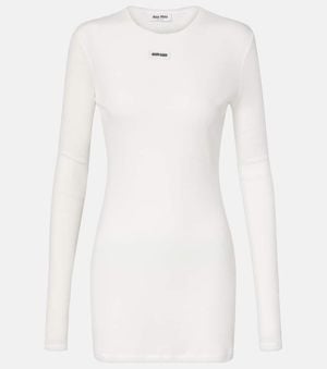Miu Miu Cotton Jersey Minidress - White
