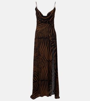 Blumarine Zebra-Print Maxi Dress - Brown