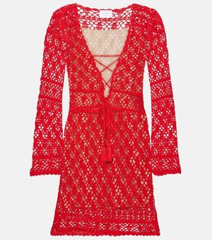 Anna Kosturova Bianca Crochet Cotton Minidress - Red