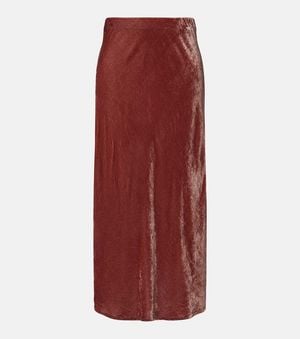 Velvet Felicity Midi Skirt - Red