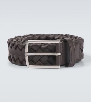 Bottega Veneta Intrecciato Leather Cabat Belt - Brown