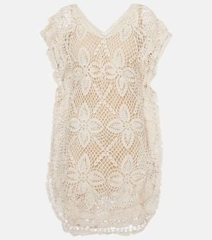 Anna Kosturova Crochet Cotton Beach Dress - Natural