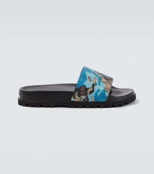 Gucci Pantoletten Gg Aus Canvas - Blau
