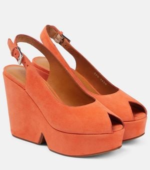 Robert Clergerie Dylan Suede Platform Sandals - Orange
