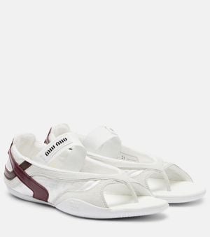 Miu Miu Gymnasium Leather-Trimmed Thong Sandals - White