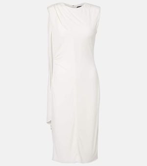 Tom Ford Cutout Shoulder-Drape Viscose Crepe Jersey Cocktail Dress - White