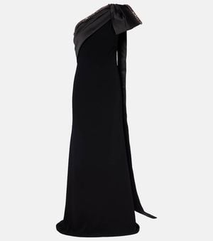 Roland Mouret Crystal-Embellished Crepe Satin Gown - Black