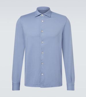 Fedeli Jason Cotton Jersey Shirt - Blue