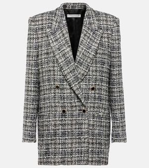 Alessandra Rich Wool Lame Tweed Blazer - Black