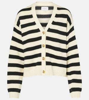 Velvet Elodie Striped Cotton And Cashmere Cardigan - Black