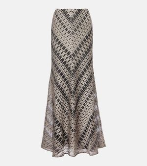 Missoni Open-Knit Lame Maxi Skirt - Gray