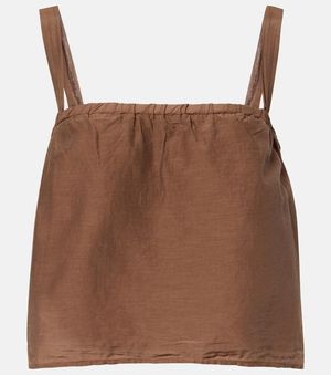 Velvet Andrea Cotton And Silk Voile Top - Brown
